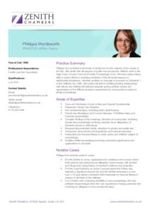 Philippa Wordsworth PRACTICE AREA: Family Year of Call: 1995  Practice Summary