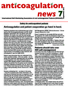 anticoagulation news 7 1 International Self-Monitoring Association of oral anticoagulated Patients (ISMAAP)