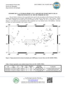 RED SISMICA DE PUERTO RICO  Universidad de Puerto Rico Recinto de Mayagüez Departamento de Geología