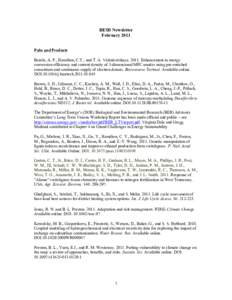 BESD Newsletter February 2011 Pubs and Products Borole, A. P., Hamilton, C.Y., and T. A. Vishnivetskaya[removed]Enhancement in energy conversion efficiency and current density of 3-dimensional MFC anodes using pre-enriche