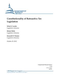 Constitutionality of Retroactive Tax Legislation