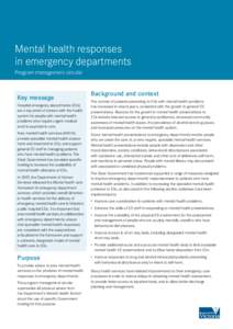 Mental health responses in emergency departments Program management circular Key message