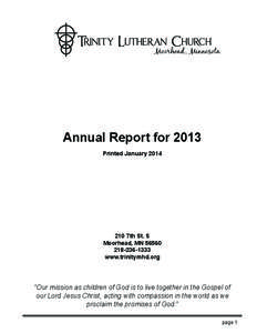 Moorhead, Minnesota  Annual Report for 2013 Printed January[removed]7th St. S