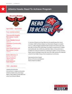 PROGRAMS | EXPERIENCE  ★ Atlanta Hawks Read To Achieve Program