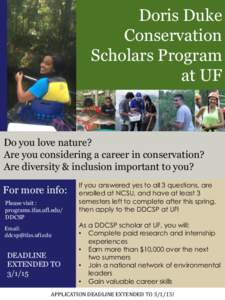 Doris Duke Conservation Scholars Program at UF  Do you love nature?