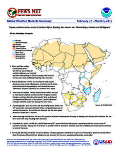 FEWS NET  FAMINE EARLY WARNING SYSTEMS NETWORK Global Weather Hazards Summary