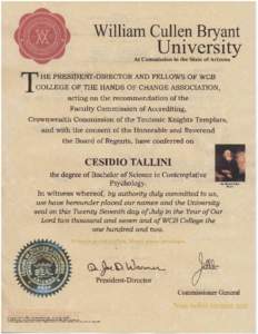 HE PRESIDENT-DIRECTOR AND FELLOWS OF WCB COLLEGE OF.THE HANDS OF CHANGE ASSOCIATION acting on the recommendation of the Faculty Commission of Accreditiog, Crownwealth Cornmission of the Teutonic Ifuights Templars, and wi