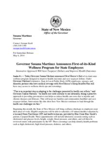 State of New Mexico Office of the Governor Susana Martinez