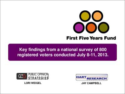 Key findings from a national survey of 800 registered voters conducted July 8-11, 2013. LORI WEIGEL[removed]