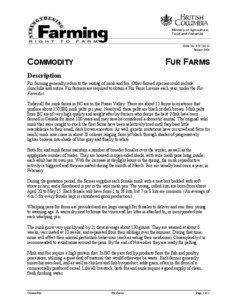 Farm Practices - Fur Farms - BC Minsitry of Agriculture