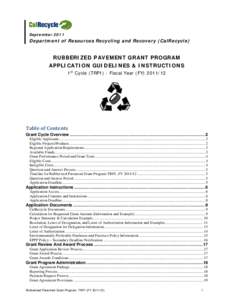 September[removed]Department of Resources Recycling and Recovery (CalRecycle) RUBBERIZED PAVEMENT GRANT PROGRAM APPLICATION GUIDELINES & INSTRUCTIONS