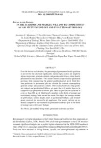 ISRAEL JOURNAL OF ECOLOGY & EVOLUTION, Vol. 55, 2009, pp. 381–392  DOI: IJEELetter to the Editors: In The Academic Job Market, Will You Be Competitive?