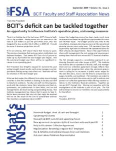 BCIT  FSA September 2009 • Volume 41, Issue 1