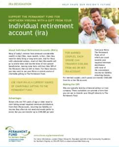 IRA DESIGNATION  HELP SHAPE OUR REGION’S FUTURE SUPPORT THE PERMANENT FUND FOR NORTHERN VIRGINIA WITH A GIFT FROM YOUR