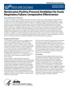 Clinician Research Summary Breathing Conditions Respiratory Failure  Noninvasive Positive-Pressure Ventilation for Acute