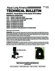 Aqua Lung America  Mar 22, 2010 No. 29  TECHNICAL BULLETIN