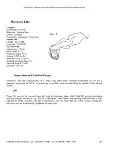 Published 2005 – Hamilton County Soil and Water Conservation District Water Monitoring Program ___________________________________________________________________________________________ Morehouse Lake Location Pond Nu