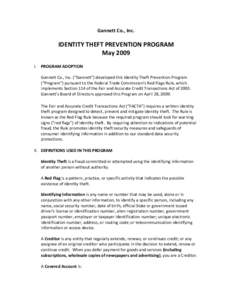 Gannett Co., Inc.    IDENTITY THEFT PREVENTION PROGRAM  May 2009   