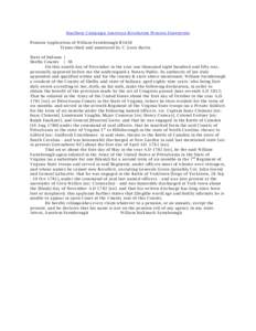 Southern Campaign American Revolution Pension Statements Pension Application of William Farmbrough R3438 Transcribed and annotated by C. Leon Harris State of Indiana } Shelby County } SS On this nineth day of December in