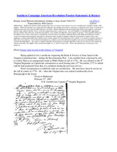 Southern Campaign American Revolution Pension Statements & Rosters Bounty Land Warrant information relating to Isaac Israel VAS1353 Transcribed by Will Graves vsl 2VA[removed]