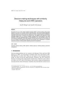 Idescat. SORT. Decision-making techniques with similarity measures and OWA operators. Volume 36 (1)