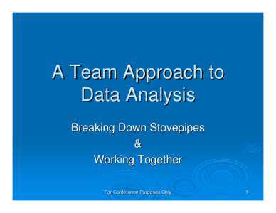 A Team Approcsh tp Data Analysis