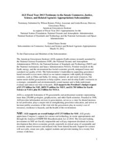 AGI Fiscal Year 2006 Testimony to House Science, State, Justice and Commerce and Related Agencies Appropriations Subcommittee