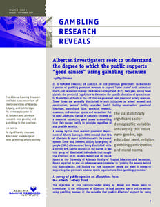 VOLUME 6 / ISSUE 6 AUGUST / SEPTEMBER 2007 GAMBLING RESEARCH REVEALS