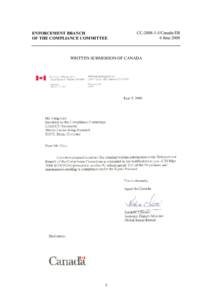 ENFORCEMENT BRANCH OF THE COMPLIANCE COMMITTEE CC[removed]Canada/EB 6 June 2008