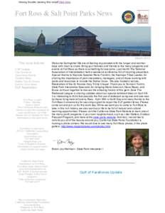Having trouble viewing this email?Click here  Fort Ross & Salt Point Parks News   March 2015 This issue features: 
