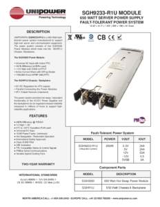 SGH9233-R1U Series - 650W Redundant Server Power Supply datasheet