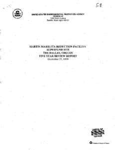 Second Five Year Review Report for the Martin Marietta Reduction Facility[removed]