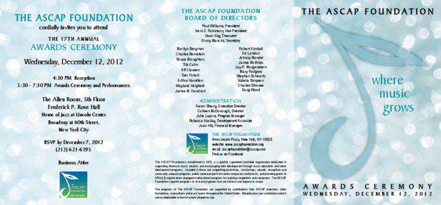 THE ASCAP FOUNDATION cordially invites you to attend THE 17TH ANNUAL