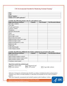 CDC Environmental Checklist for Monitoring Terminal Cleaning