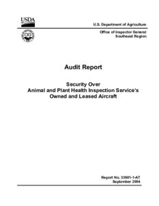 U.S. Department of Agriculture Office of Inspector General Southeast Region Audit Report Security Over