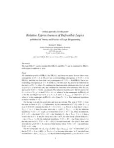 Online appendix for the paper  Relative Expressiveness of Defeasible Logics published in Theory and Practice of Logic Programming Michael J. Maher School of Engineering and Information Technology