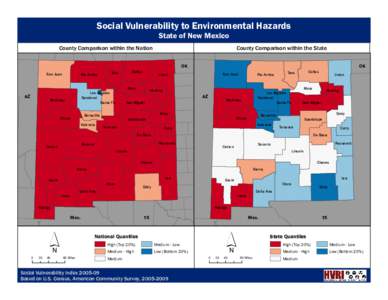 Social Vulnerability to Environmental Hazards County Comparison within the Nation San Juan  AZ