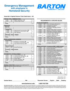 Emergency Management with emphasis in Homeland Security Associate in Applied Science (Total Credit Hours – 64) WRITTEN / ORAL COMMUNICATIONS