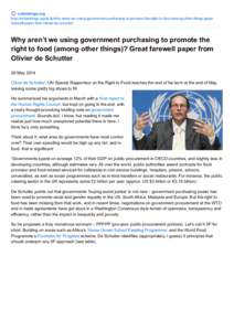 Olivier De Schutter / International trade / Human rights / International relations / United Nations Development Group / Right to food / Government procurement / Procurement / World Trade Organization / Business / Food and drink / Food politics