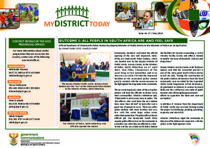 MY DISTRICT TODAY Issue no[removed]May 2014 CONTACT DETAILS OF THE GCIS PROVINCIAL OFFICES For more information about similar
