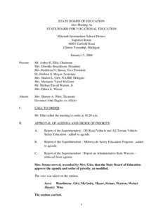 STATE BOARD OF EDUCATION Also Meeting As STATE BOARD FOR VOCATIONAL EDUCATION Macomb Intermediate School District Superior Room[removed]Garfield Road