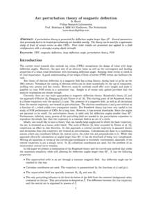 Arc perturbation theory of magnetic de
ection B. Skoric Philips Research Laboratories Prof. Holstlaan 4, 5656 AA Eindhoven, The Netherlands 