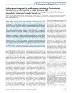 Environmental Medicine Article Radiographic Abnormalities and Exposure to Asbestos-Contaminated Vermiculite in the Community of Libby, Montana, USA