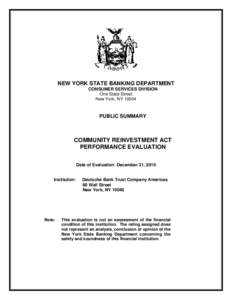 Urban politics in the United States / Politics of the United States / Urban economics / Community Reinvestment Act / Economy of the United States / Investment / Community development financial institution / New York State Banking Department / Foreclosure / United States housing bubble / Community development / Mortgage industry of the United States