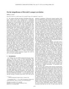 GEOPHYSICAL RESEARCH LETTERS, VOL. 40, 4171–4176, doi:[removed]grl.50846, 2013  On the insigniﬁcance of Herschel’s sunspot correlation Jeffrey J. Love1 Received 23 June 2013; revised 8 August 2013; accepted 9 August