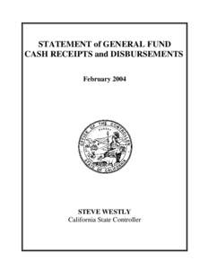General Fund Cash Statement, July 1, 2003 through February 29, 2004