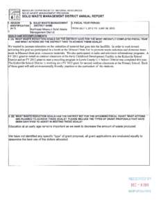 MISSOURI DEPARTMENT OF NATURAL RESOURCES SOLID WASTE MANAGEMENT PROGRAM SOLID WASTE MANAGEMENT DISTRICT ANNUAL REPORT 1. REGION 2. SOLID WASTE MANAGEMENT