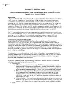 Finding of No Significant Impact  Environmental Assessment for a Youth Waterfowl Hunt on the Riverboat Unit of the Tualatin River National Wildlife