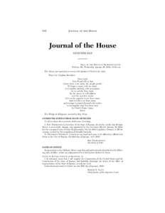 816  JOURNAL OF THE HOUSE Journal of the House SEVENTH DAY