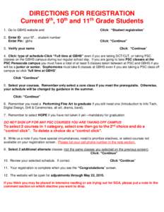 DIRECTIONS FOR REGISTRATION Current 9th, 10th and 11th Grade Students 1. Go to GBHS website and Click: “Student registration”